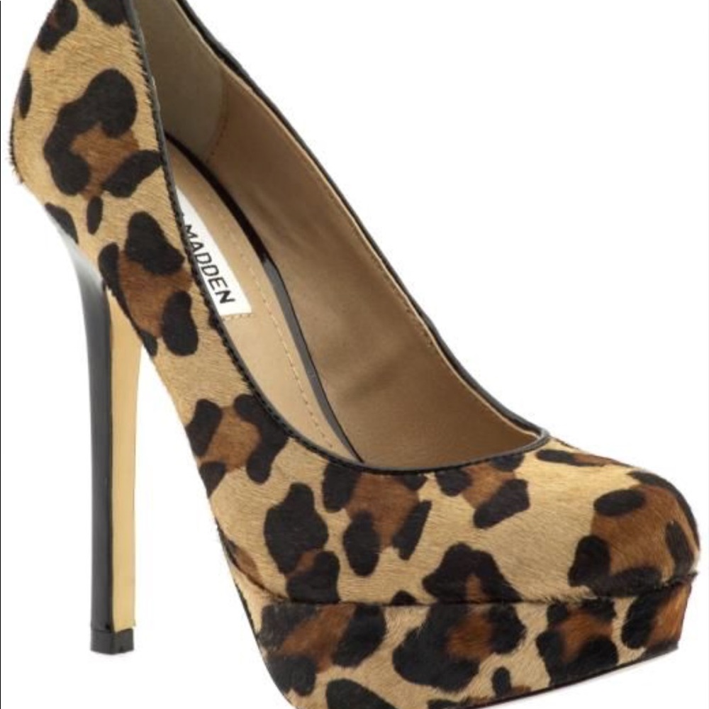 Steve Madden real fur printed leopard pumps
